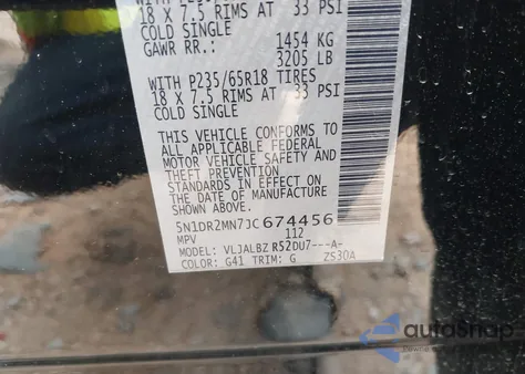 2018 Nissan Pathfinder S из США, поврежденный, VIN 5N1DR2MN7JC674456